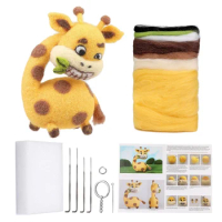 Giraffe Needle Felting Kits Needle Felting Kit Yellow Picture Frame,Felt Needles,Foam Pad,Felt Cloth,Instruction For Beginner