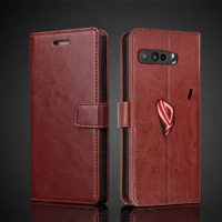 Card Holder Leather Case for ASUS ROG Phone 3 / ROG Phone3 Strix ZS661KS Pu Leather Flip Cover Retro Wallet Case Fundas Coque