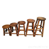 Solid wood bar stool high stool simple leisure stool retro back chair bar high stool round stool bench wooden stool bar stool