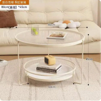 簡約圓形玻璃茶几(米白色-長虹玻璃)【尺寸：直徑80*高45cm】 