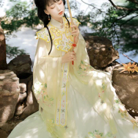 Hanfu Flower Language Butterfly Ming System Standing Collar Long Shirt Chinese Elegance Lively Daughter Of An Eminent Family