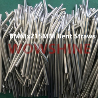 WOWSHINE Free shipping1000pcs/lot Bent Metal drinking straw food grade 8MMx215MMx0.55MM rust free 18/8 FDA LFGB passed