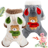 Dog Clothes Autumn and Winter Clothing Thick Warm Quilted Jacket Bear Pet Costume Teddy Small Dog Four-Legged Clothes