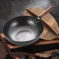 2024 Household Iron Pans Traditional Carbon Steel Wok Pans Non-stick Wok Pans And Wok Pans With Lids Suitable For All Stovetops