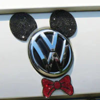 Disney Mickey Diamond Creative Diamond Sticker Personality Cartoon Car Sticker Central Control Rearview Mirror Sticker