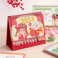 2023 Cute cartoon desk calendar Year of the Rabbit online celebrity illustration desktop creative ornaments coil with stickers.