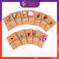 Thiệp Giấy Kraft Vintage Gắn Hoa Khô Handmade Chúc Mừng Sinh Nhật