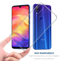 Luxury Soft Clear TPU Phone Case for Xiaomi Redmi Note 7 Pro 7S Note7 7Pro Shockproof Transparent Silicone Back Cover Housing