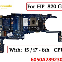 6050A2892301 For HP Elitebook 820 G3 Laptop Motherboard With i5 i7 6th CPU 831763-601 Tested Good