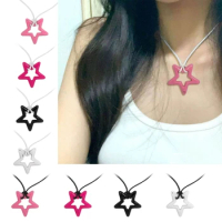 Y2k Hollow Star Clavicle Dopamine Choker Pink Five-pointed Star Necklaces Party
