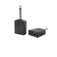 2Pcs 6.35mm Female Jack to 6.35 Male Plug Double 1/4Inch Mono Converter Mono Headphone Microphone Splitter 1/4" Audio Connector