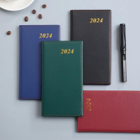Notebook 2024 New Weekly Planner Agenda A6 Papelaria Leather Books Schedule Pocket Zeszyt Notepad Diary Calendar Office Caderno