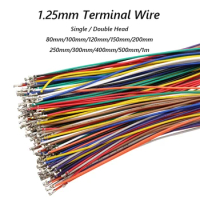 100pcs MX1.25 Terminal Electronic Wire 1.25mm Crimping Terminal Cable without shell 28AWG Single Double Head 100/200/300/500mm
