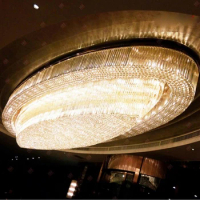 Hotel engineering lamp oval crystal lamp large banquet hall ceiling light hotel lobby lobby led ceiling lights led lighting