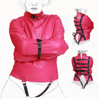 Female SM Bandage Straight Jacket Costume White Red Black Color BODY Harness Restraint Handcuffs Armbinder For Women S/M/L