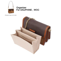Bag Liner 1 Pair For DAUPHINE Medium WOC Mini Bag Organizer Insert Travel Inner Make Up Pouch Fit Designer Luxury Bags Storage