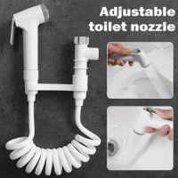ABS Adjustable Toilet Sprinkler Set Handheld Bidet Sprayer Kit Easy-to-Install Toilet Tank Holder Bidet Spray Bathroom Faucet