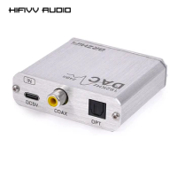 Hifi Digital Audio to Analog Converter Coaxial /Fiber Optic Music Signal Receiver Convert Output to Set-top Box DAC Decoding