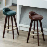 Bar stool Nordic modern minimalist home solid wood bar chair high stool bar stool backrest leisure chair