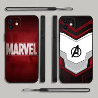 Marvel Avengers LOGO Phone Case For Samsung Galaxy S23 S22 S21 S20 Ultra Plus FE S10 Note 20 Plus With Lanyard Cover