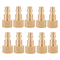 10 Pcs 1/4inch NPT Brass Female Air Hose Quick-Connect Adapter Air Tool Compressor Fitting Female Brass Plug Connector Dropship