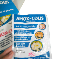 Amox Colis 50g -bột pha nước Hỗ trợ tiêu hóa cho gà rù và gà toi phòng và hỗ trợ cho gà xử lý đường 