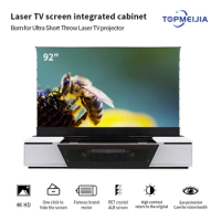 92 Inch Ultra Short throw Motorized ALR Floor Rising Projection Screen Integrated Cabinet for Home Theater UST projector