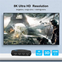 Navceker HDMI Splitter 8K 60Hz 4K 120Hz 3 in 1 out for TV Xiaomi Xbox Series PS5 HDMI Cable Monitor Projector HDMI 2.1 Switcher