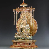 Taiwan 85cm enamel pure copper The Buddha Buddha Amitābha Avalokitesvara Bodhisattva Earth Tibetan King Buddha