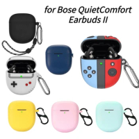 Earphone Box Case with Metal Hook Soft Silicone Earphone Headphones Cover Fall-protection for Bose QuietComfort Earbuds II