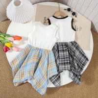 Girls Summer Irregular Dress Little Girl Fashionable Sleeveless Slim Dress Baby Girl Summer Plaid Dr