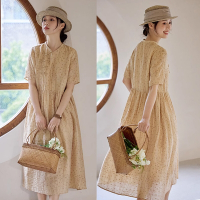 訂製緹花天絲亞麻洋裝蠶絲棉內襯-設計所在-獨家高端限量系列
