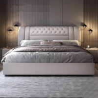 Gray King Size Bed Headbaord Bedroom Frame Floor Human Bedding Bed Twin Queen Size Muebles Para Dormitorio Home Furniture