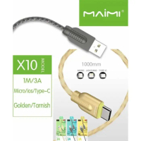 MAIMI X10 Kabel Data USB Charging Speed 3.0A /1M Type-C & iOS / iPhone Gold Grey