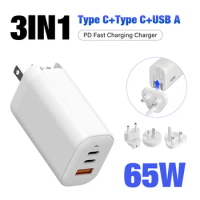 3IN1 65W GaN USB Type C Charger For Laptop PPS 45W 20W Fast Charge For Samsung Xiaomi mi Realme mobilephiPhone14 13 12 Pro Phone