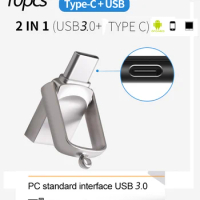 10pcs USB 3.0 Type-c Flash Drives 128GB USB Stick 2 In 1 High Speed U Disk for Phone /PC Pen Drive USB C Memory Disk Free Logo