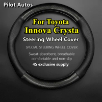 For Toyota Innova Crysta Car Steering Wheel Cover Genuine Leather Carbon Fiber Women Man Summer Winter