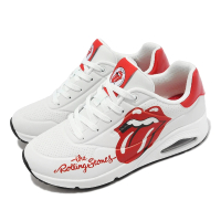 【SKECHERS】x Rolling Stones 休閒鞋 Uno 女鞋 男鞋 白 紅 氣墊 滾石樂團 聯名款(177965-WRD)
