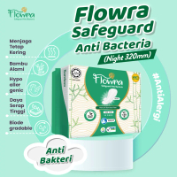 Flowra Safe Guard 320 mm (Long Night) Pembalut Alami, Halal, Serat Bambu Alami 100%, Anti Alergi, An