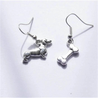 1 Pair of Dachshund Earrings, Dog Bone Earrings, Dachshund Stud Earrings, Dog Jewelry, Dachshund Jewelry, Dachshund Gifts