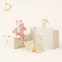 內地直送 - softlife嬰兒安撫玩偶娃娃可啃咬小熊玩具公仔|寶寶阿貝貝哄睡禮物|粉紅河馬【小號-禮盒|裝】（平行進口）