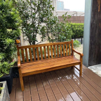 【吉迪市柚木家具】經典直條柚木三人方椅/沙發椅 DF044-3P(沙發椅 木椅 三人座 客廳 沙發木椅)