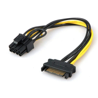 SATA Power Supply Cable 15-pin to 8pin(6+2) PCI-E Power Adapter Cable [READY STOCK] FAST DELIVERY