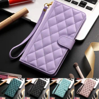 Checkered Leather Case For Apple iPhone 15 14 13 12 11 Pro Xs Max XR X 8 7 6 6s Plus SE 2020 2022 SE3 Lanyard Flip Case Cover