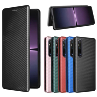 For Sony Xperia 1 V 2023 Luxury Flip Carbon Fiber Skin Magnetic Adsorption Case For Sony Xperia 1 V 2023 1V Phone Bags