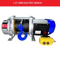 Electric winch, 1200KG/1.2T Remote control crane, traction machine 30m, building and marine lifting crane 110V/220V/380V