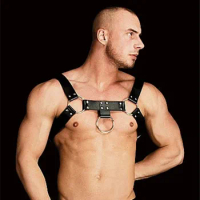 Gay Rave Harness Fetish BDSM Leather Chest Harness Men Adjustable Sexual Body Bondage Cage Belts For Adult Sex Sex Toys