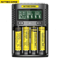 NITECORE UMS4 LCD Screen USB Universal Battery Charger QC Smart Charging Output 3A For Torch 26650 18650 21700 UMS2 16340 18350