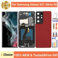 Super Soft AMOLED For Samsung Galaxy S21 Ultra LCD G998U1 S21Ultra 5G LCD Display Touch Screen Assembly Replacement With Frame