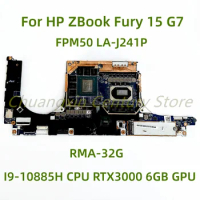 Suitable for HP 15 G7 laptop motherboard LA-J241P with I7 I9-10TH CPU RTX2060/RTX3000 6GB GPU RMA-16G/32G 100% Tested Fully